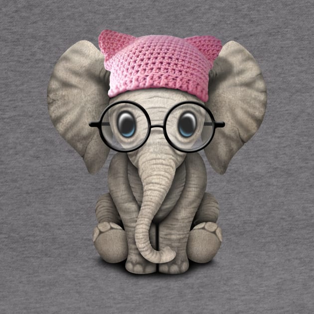 Cute Baby Elephant Wearing Pussy Hat by jeffbartels